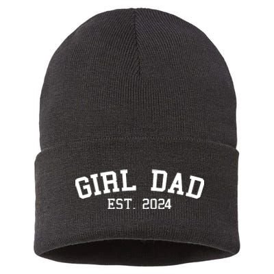 Girl Dad Est 2024 Celebrating New Baby Dad Sustainable Knit Beanie