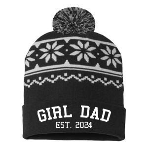 Girl Dad Est 2024 Celebrating New Baby Dad USA-Made Snowflake Beanie