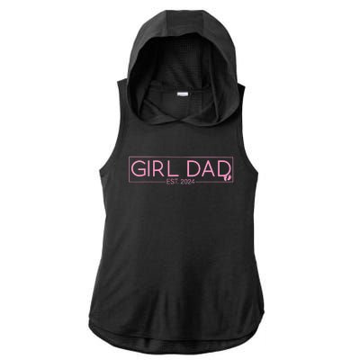 Girl Dad Est 2024 Newborn Daddy Father Baby Girl Ladies PosiCharge Tri-Blend Wicking Draft Hoodie Tank