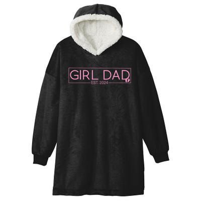 Girl Dad Est 2024 Newborn Daddy Father Baby Girl Hooded Wearable Blanket