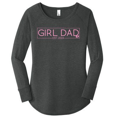 Girl Dad Est 2024 Newborn Daddy Father Baby Girl Women's Perfect Tri Tunic Long Sleeve Shirt