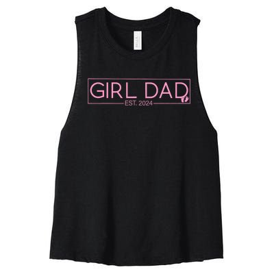 Girl Dad Est 2024 Newborn Daddy Father Baby Girl Women's Racerback Cropped Tank