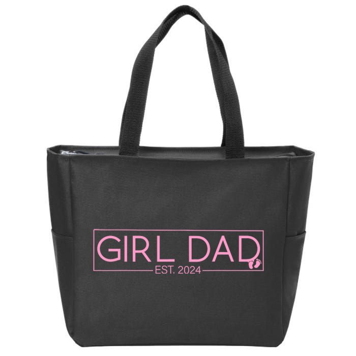 Girl Dad Est 2024 Newborn Daddy Father Baby Girl Zip Tote Bag