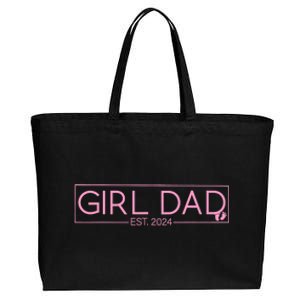 Girl Dad Est 2024 Newborn Daddy Father Baby Girl Cotton Canvas Jumbo Tote