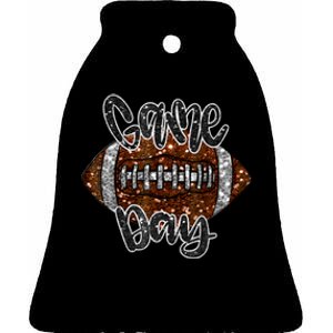 Game Day Football Bling Bling Football Lover Fall Autumn Ceramic Bell Ornament