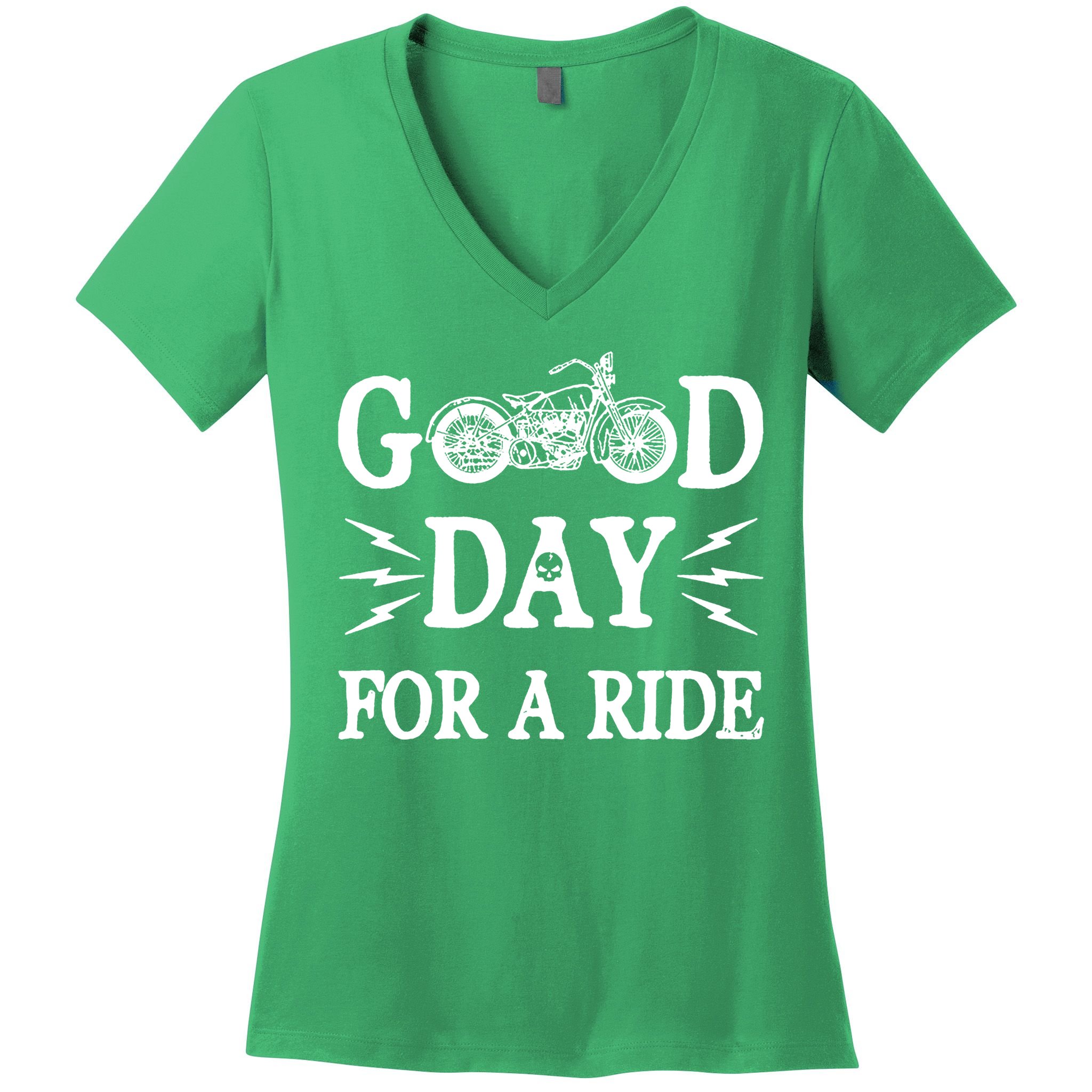 Good Day For A Ride Motorcycle Women's V-Neck T-Shirt