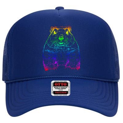 Groundhog Day Funny February Animal Forecasting Cool Gift High Crown Mesh Back Trucker Hat