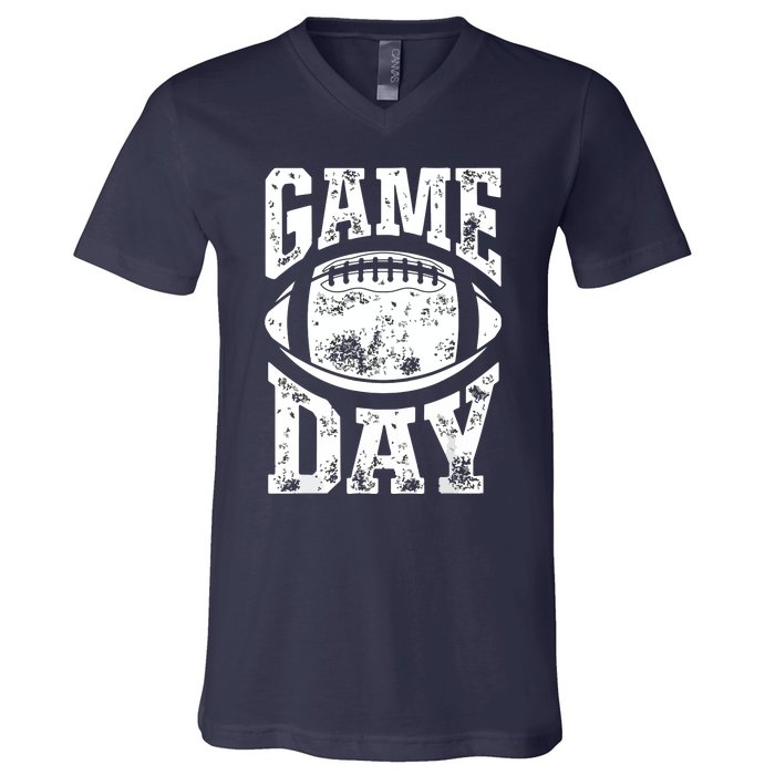 Game Day Football Season Funny Team Sports Vintage V-Neck T-Shirt