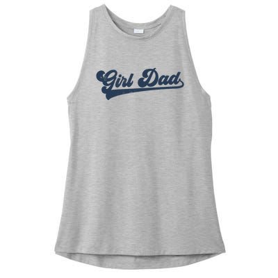 Girl Dad Funny Ladies PosiCharge Tri-Blend Wicking Tank