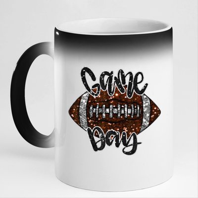 Game Day Football Bling Bling Football Lover Fall Autumn Gift 11oz Black Color Changing Mug