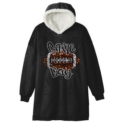 Game Day Football Bling Bling Football Lover Fall Autumn Gift Hooded Wearable Blanket