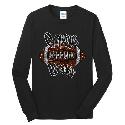 Game Day Football Bling Bling Football Lover Fall Autumn Gift Tall Long Sleeve T-Shirt