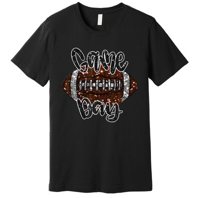 Game Day Football Bling Bling Football Lover Fall Autumn Gift Premium T-Shirt