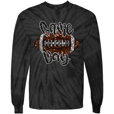 Game Day Football Bling Bling Football Lover Fall Autumn Gift Tie-Dye Long Sleeve Shirt