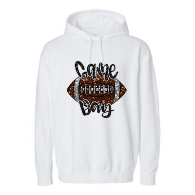 Game Day Football Bling Bling Football Lover Fall Autumn Gift Garment-Dyed Fleece Hoodie