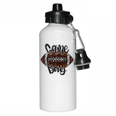 Game Day Football Bling Bling Football Lover Fall Autumn Gift Aluminum Water Bottle