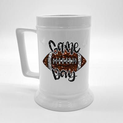 Game Day Football Bling Bling Football Lover Fall Autumn Gift Beer Stein