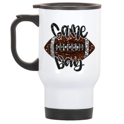 Game Day Football Bling Bling Football Lover Fall Autumn Gift Stainless Steel Travel Mug