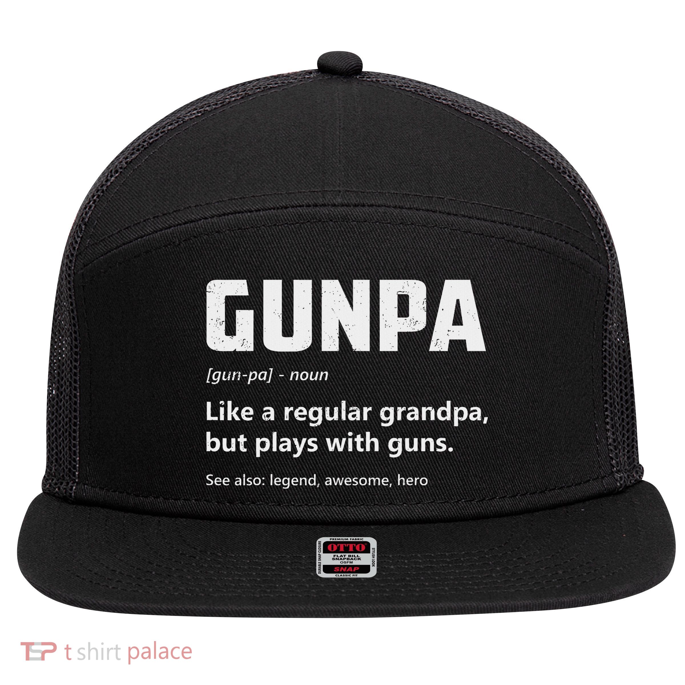 Gunpa Definition Funny Gun Lover Grandpa Gun Enthusiast 7 Panel Mesh Trucker Snapback Hat