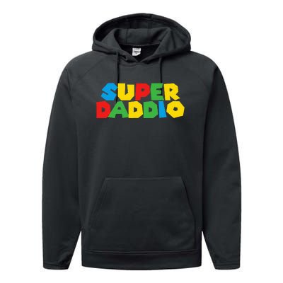 Gamer Daddio Funny Super Dad Funny Fathers From Wife Performance Fleece Hoodie