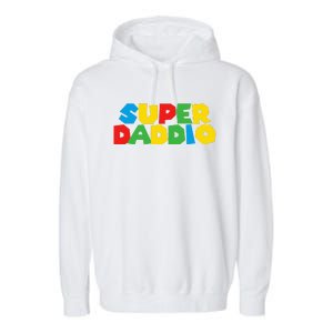 Gamer Daddio Funny Super Dad Funny Fathers From Wife Garment-Dyed Fleece Hoodie