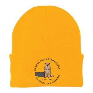 Groundhog Day Funny Quote Funny Gift Respect The Shadow Meteorology Gift Knit Cap Winter Beanie