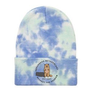 Groundhog Day Funny Quote Funny Gift Respect The Shadow Meteorology Gift Tie Dye 12in Knit Beanie