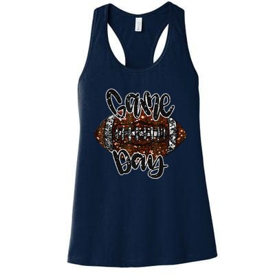 Game Day Football Bling Bling Football Lover Women's Racerback Tank