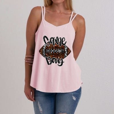 Game Day Football Bling Bling Football Lover Women's Strappy Tank