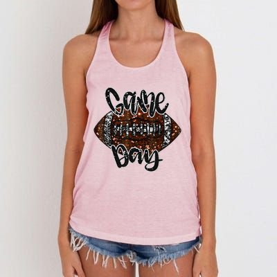 Game Day Football Bling Bling Football Lover Women's Knotted Racerback Tank