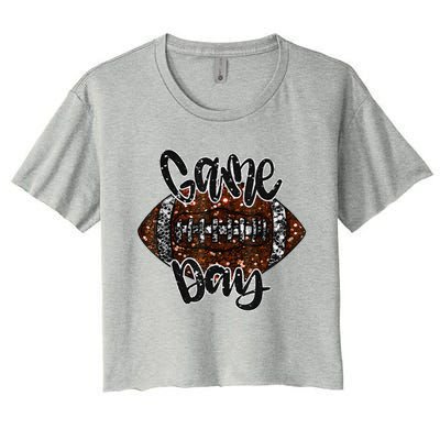 Game Day Football Bling Bling Football Lover Women's Crop Top Tee