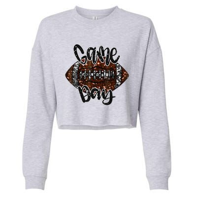 Game Day Football Bling Bling Football Lover Cropped Pullover Crew