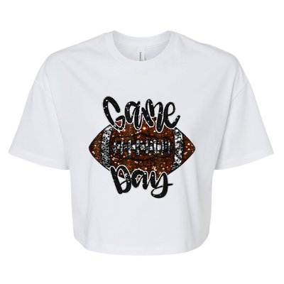 Game Day Football Bling Bling Football Lover Bella+Canvas Jersey Crop Tee