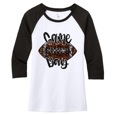 Game Day Football Bling Bling Football Lover Women's Tri-Blend 3/4-Sleeve Raglan Shirt