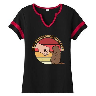 Groundhog Day Funny Quote Best Groundhog Mom Ever Ladies Halftime Notch Neck Tee