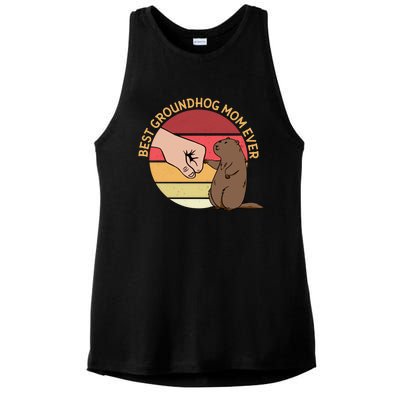 Groundhog Day Funny Quote Best Groundhog Mom Ever Ladies PosiCharge Tri-Blend Wicking Tank