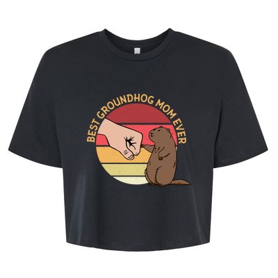 Groundhog Day Funny Quote Best Groundhog Mom Ever Bella+Canvas Jersey Crop Tee