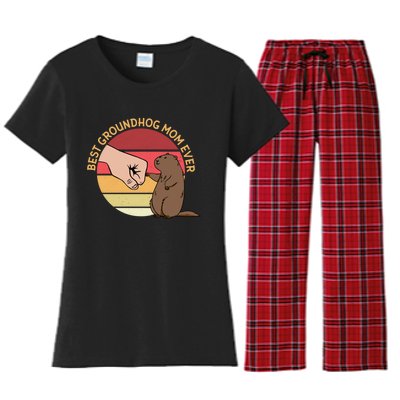 Groundhog Day Funny Quote Best Groundhog Mom Ever Women's Flannel Pajama Set