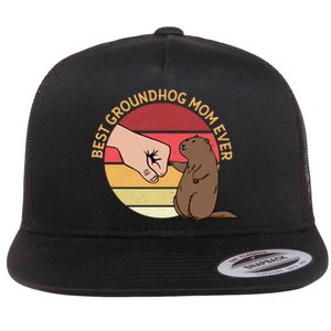 Groundhog Day Funny Quote Best Groundhog Mom Ever Flat Bill Trucker Hat