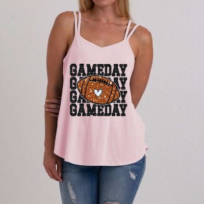 Game Day Football Bling Bling Football Lover Trendy Women's Strappy Tank