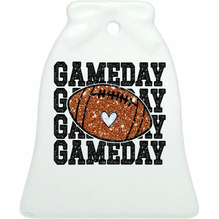 Game Day Football Bling Bling Football Lover Trendy Ceramic Bell Ornament