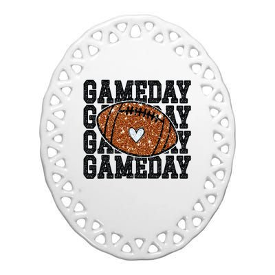 Game Day Football Bling Bling Football Lover Trendy Ceramic Oval Ornament