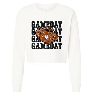 Game Day Football Bling Bling Football Lover Trendy Cropped Pullover Crew