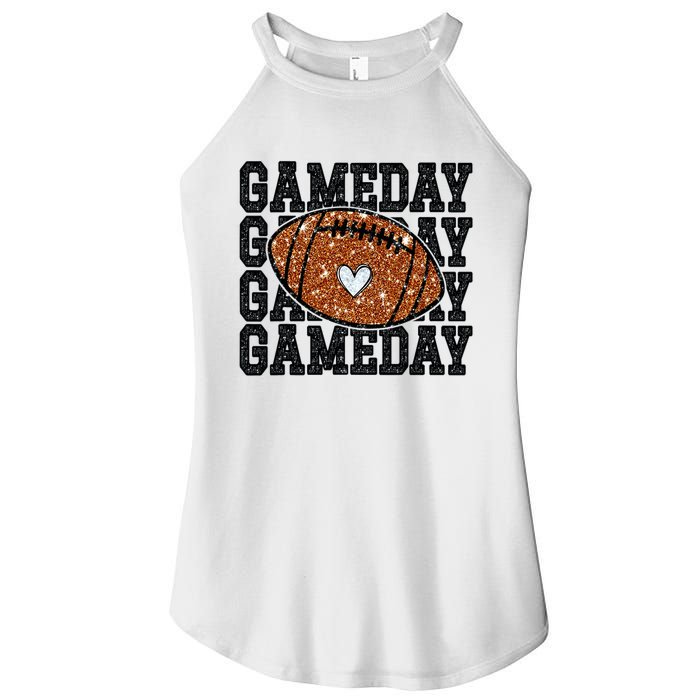 Game Day Football Bling Bling Football Lover Trendy Women’s Perfect Tri Rocker Tank