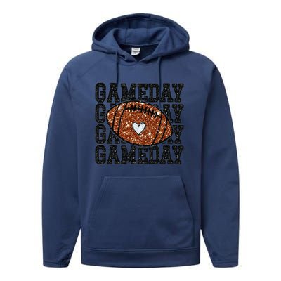 Game Day Football Bling Bling Football Lover Trendy Gift Performance Fleece Hoodie