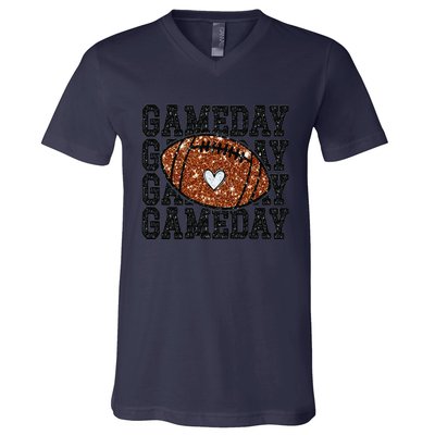 Game Day Football Bling Bling Football Lover Trendy Gift V-Neck T-Shirt