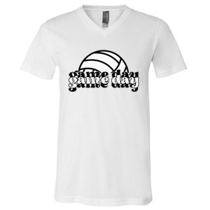 Game Day Funny Team Sports Volleyball Mom Dad Coach V-Neck T-Shirt