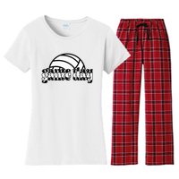 Game Day Funny Team Sports Volleyball Mom Dad Coach Women's Flannel Pajama Set