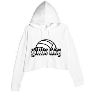 Game Day Funny Team Sports Volleyball Mom Dad Coach Crop Fleece Hoodie