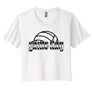 Game Day Funny Team Sports Volleyball Mom Dad Coach Women's Crop Top Tee